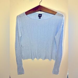 Vintage Y2K Eileen Fisher Baby Blue Open Knit 100% Linen Sweater - Women’s Small